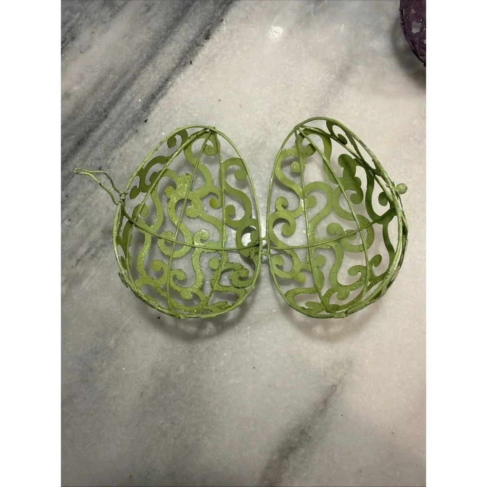 Set‎ Of 6Vintage Pier 1 Metal Scroll Glitter Eggs Easter 003
